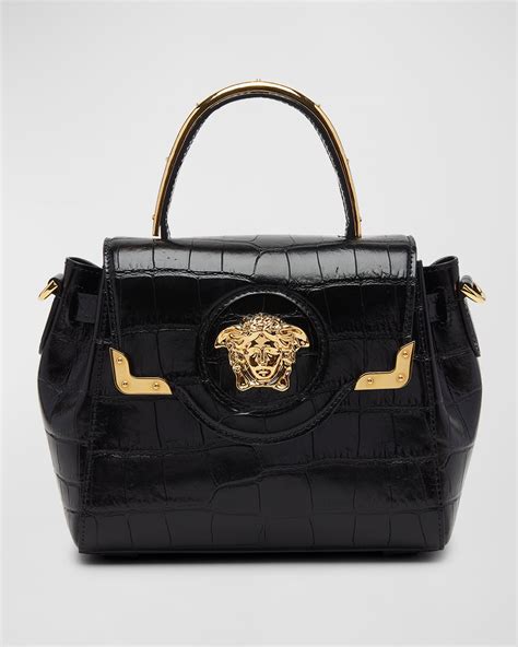 VERSACE Patent Crocodile Embossed Mini La Medusa Bag 